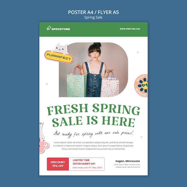 PSD modèle d'affiche de vente de printemps