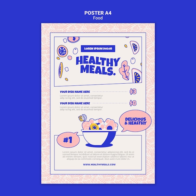 Modèle d'affiche vertical pour des repas sains