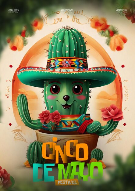 modèle d'affiche verticale Flat cinco de mayo