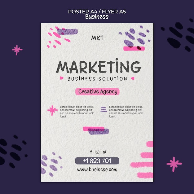 Modèle d'affiche verticale pour agence de marketing