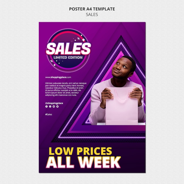 Modèle d'affiche verticale pour les ventes