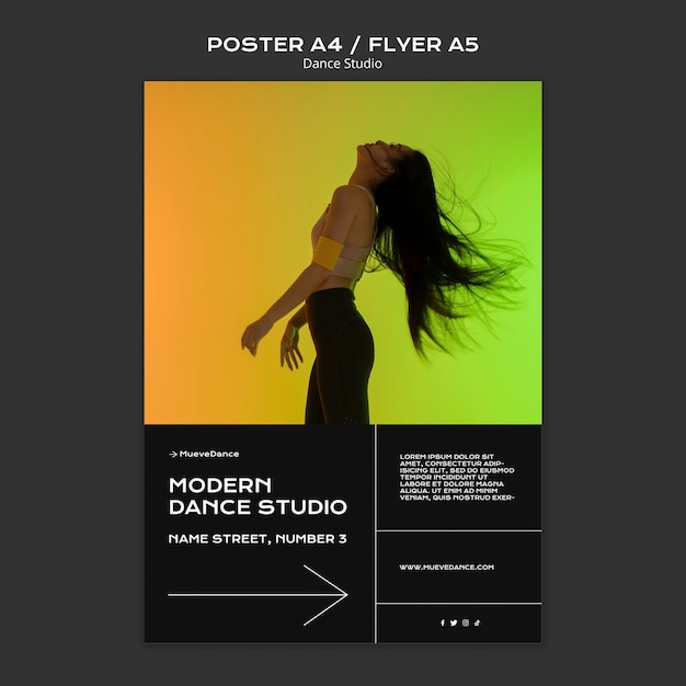 Modèle D'affiche Verticale De Studio De Danse Au Design Minimaliste