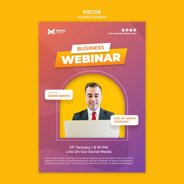 Modèle d'affiche de webinaire d'entreprise