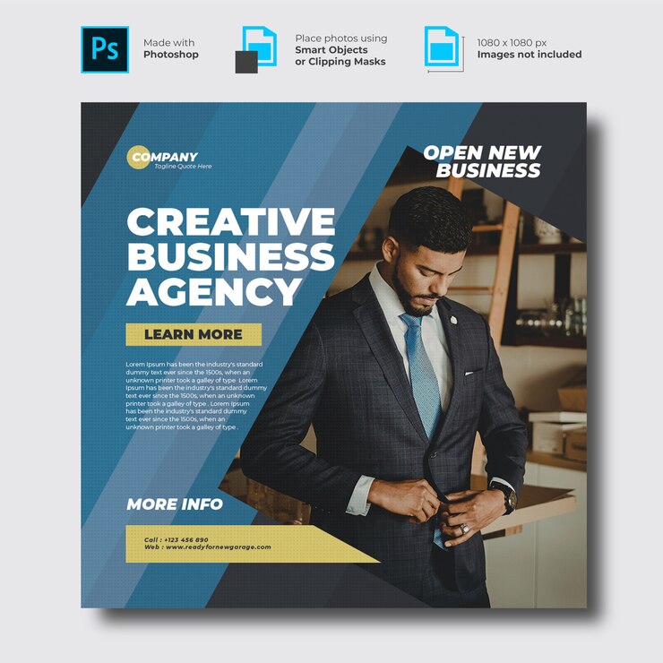PSD modèle d'agence commerciale créative pour publication sur les réseaux sociaux