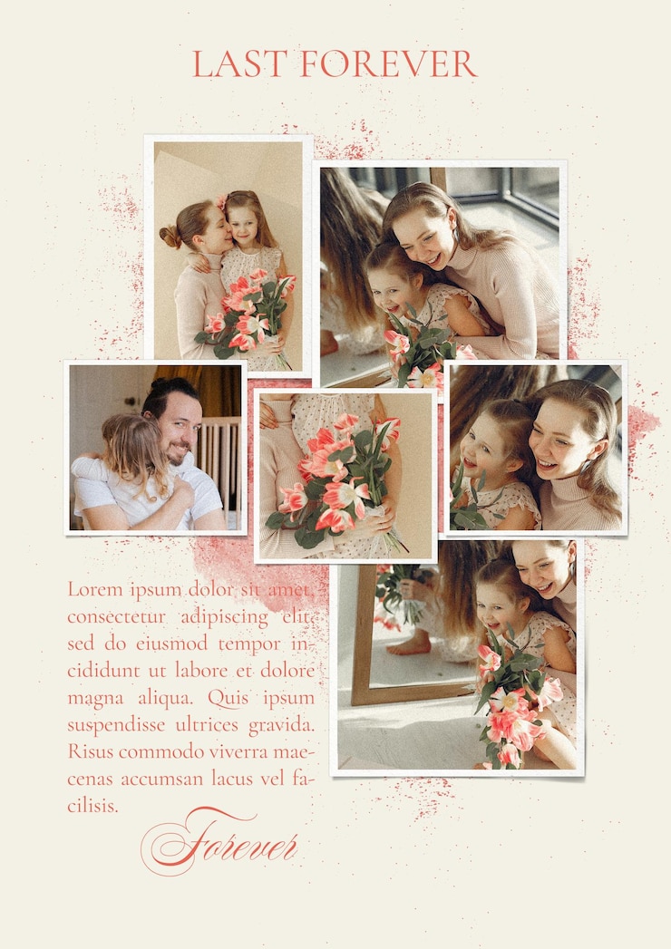 PSD modèle d'album de livre photo de famille