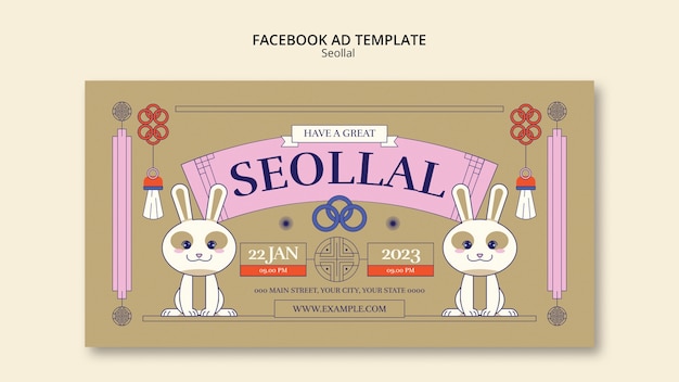 Modèle D'annonce Facebook Seollal Design Plat