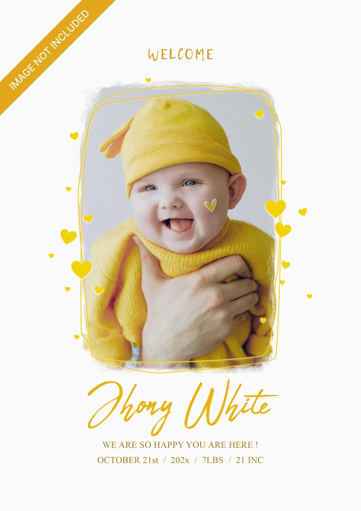 PSD modèle d'annonce de nouveau bébé de cadre photo carré
