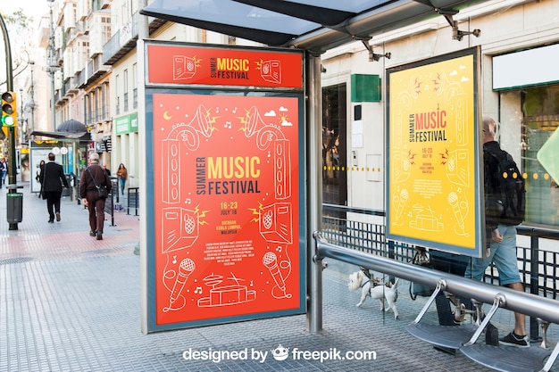 Modèle D'arrêt De Bus Mupi Mockup