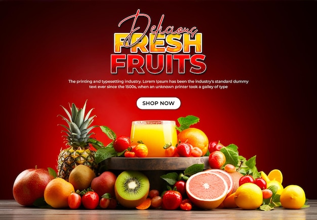 PSD modèle d'arrière-plan de bannière pour les fruits frais délicieux