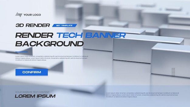 Modèle d'arrière-plan de bannière technologique de rendu 3D