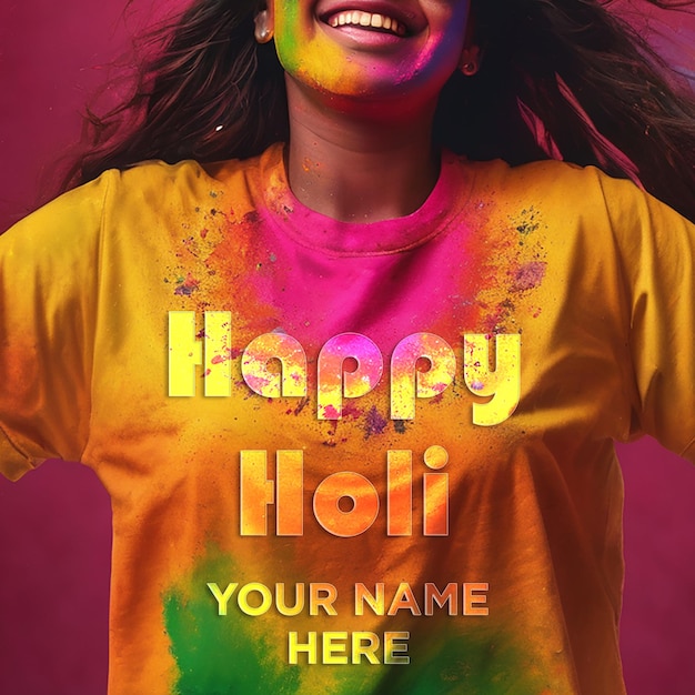 PSD le modèle d'arrière-plan du t-shirt happy holi.