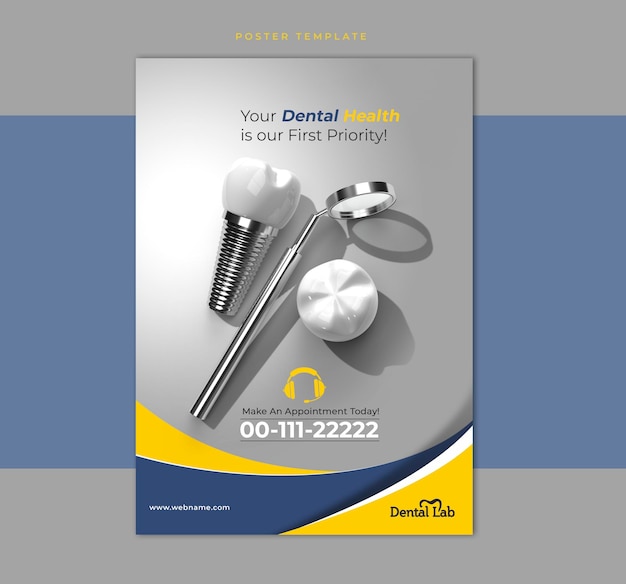 PSD modèle de bannière d'affiche de concept de chirurgie d'implants dentaires.