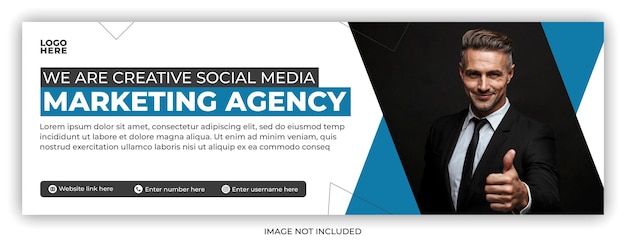 PSD modèle de bannière d'agence de marketing de médias sociaux et de marketing numérique linkedin