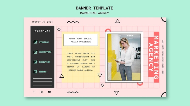 PSD modèle de bannière d'agence de marketing sur les réseaux sociaux