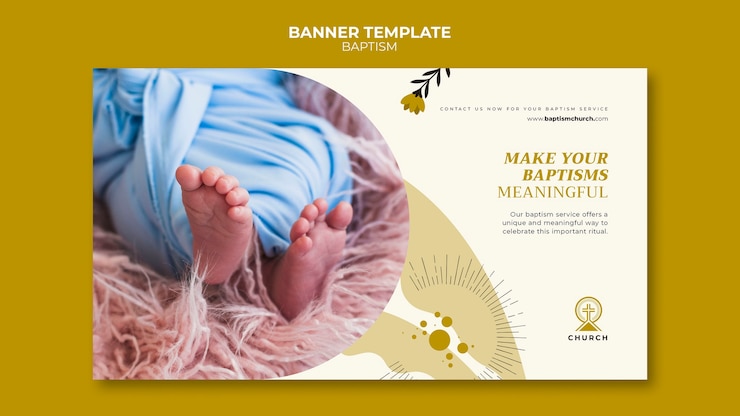 PSD modèle de bannière de baptême design plat