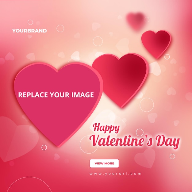 Modèle de bannière carrée de vacances Saint Valentin Promotion des médias sociaux Post Bannière de promotion Instagram