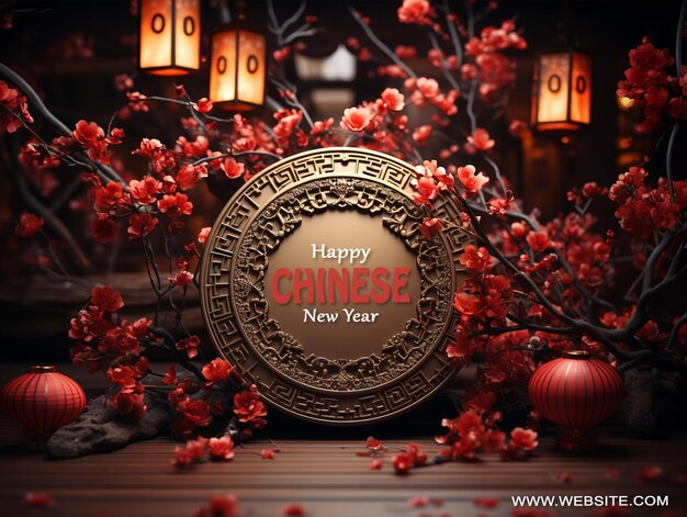 PSD modèle de bannière de célébration du nouvel an chinois