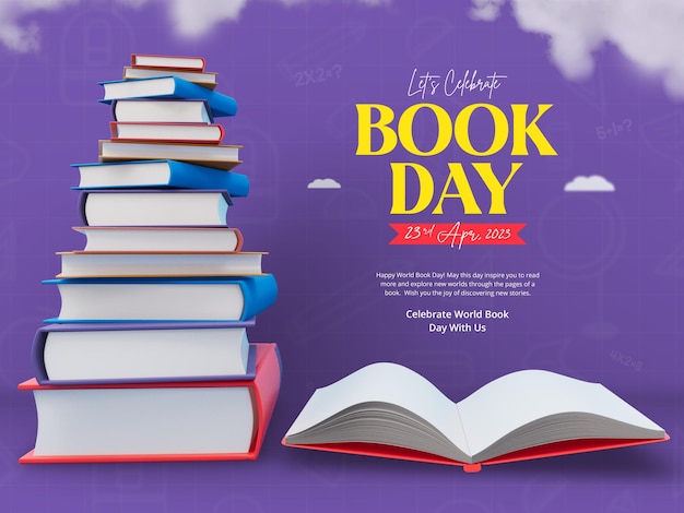 PSD modèle de bannière de célébration de la journée mondiale du livre