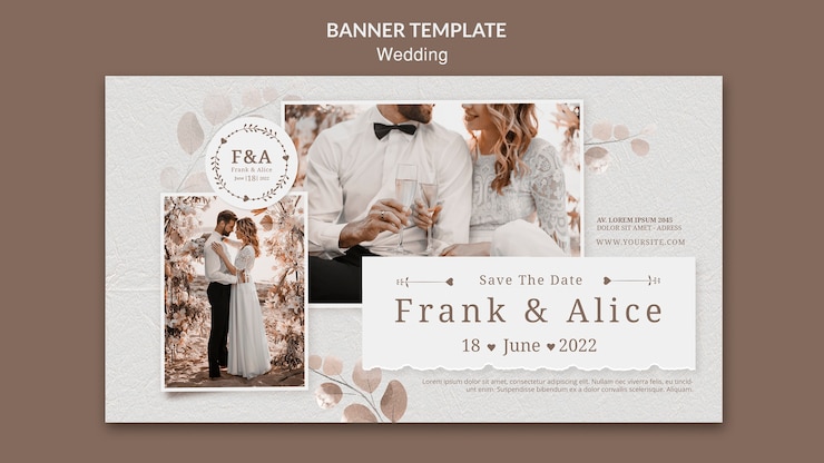 PSD modèle de bannière de célébration de mariage
