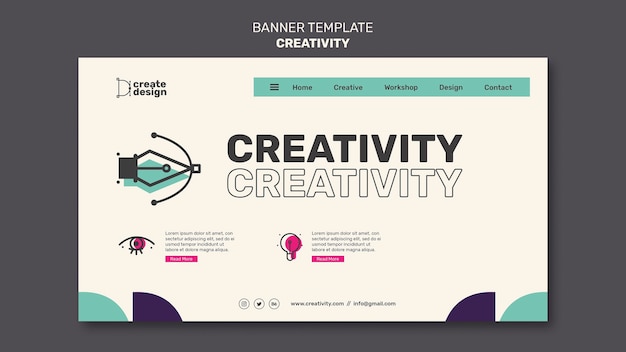 Modèle de bannière de concept de créativité