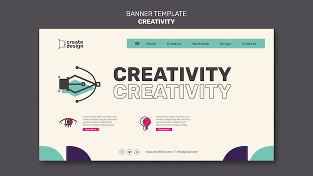 PSD modèle de bannière de concept de créativité