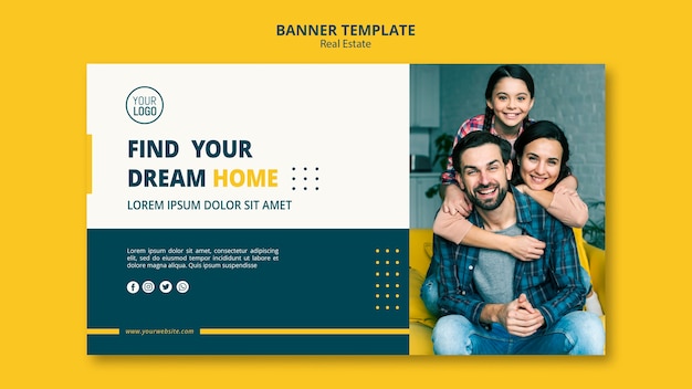 Modèle de bannière de concept immobilier