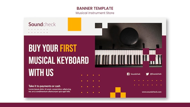 PSD modèle de bannière de concept d'instrument de musique