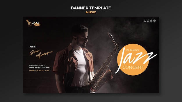 Modèle de bannière de concert de jazz