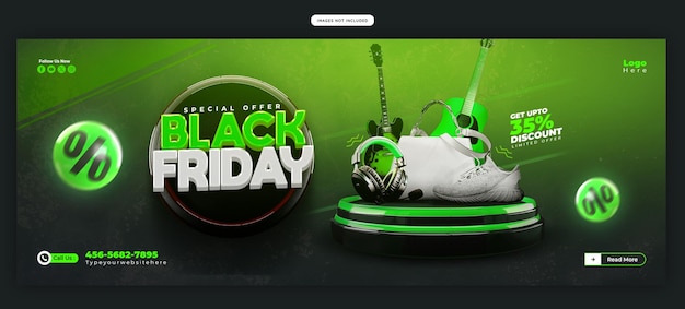 Le modèle de bannière de couverture de Black Friday Super Sale sur Facebook