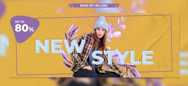 Modèle De Bannière De Couverture Facebook Nouveau Style Fashion Retro Promotion