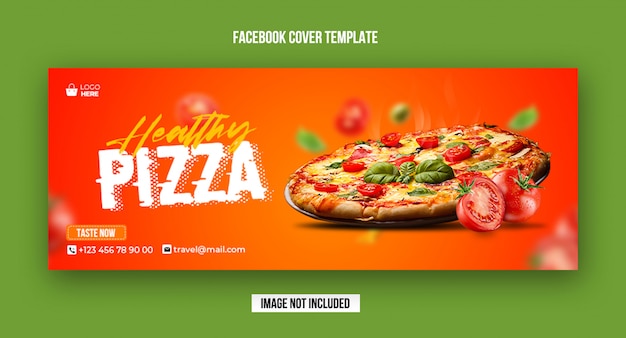 PSD modèle de bannière de couverture facebook pizza saine