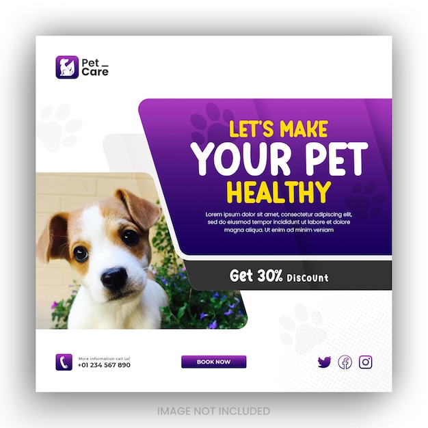 Modèle de bannière de couverture Facebook pour les médias sociaux de promotion de l'animalerie