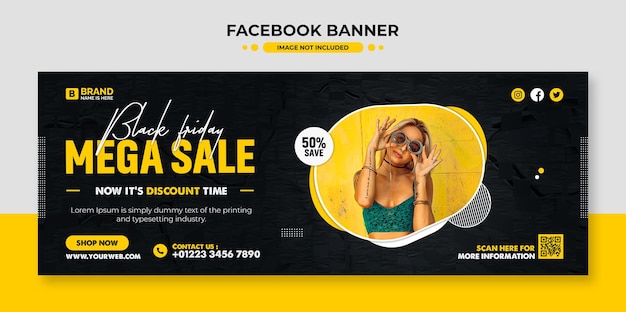 PSD modèle de bannière de couverture facebook promotionnelle de bannière de vente du vendredi noir