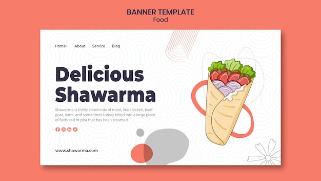 Modèle de bannière de délicieux shawarma