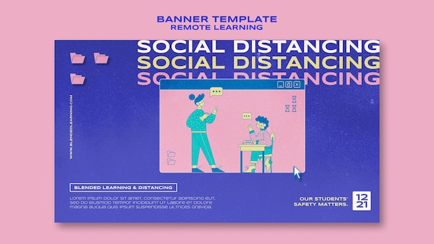 Modèle de bannière de distanciation sociale