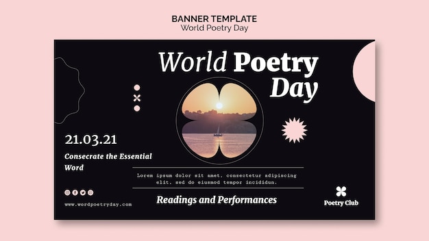 Modèle de bannière d'événement de la journée mondiale de la poésie