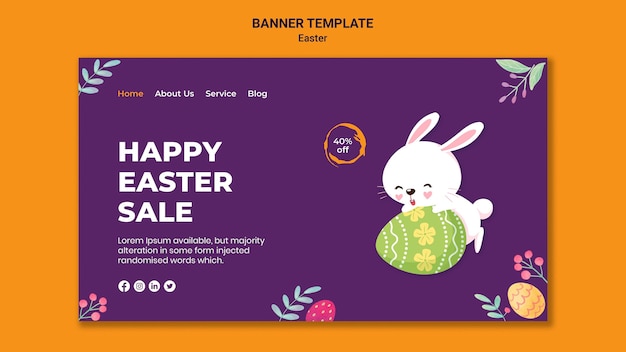 Modèle de bannière d'événement de Pâques illustré