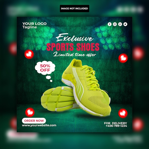 PSD modèle de bannière facebook de promotion de chaussures de sport sur les médias sociaux