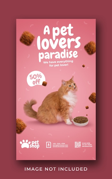 Modèle de bannière d'histoire Instagram pour la promotion des magasins d'animaux sur les réseaux sociaux