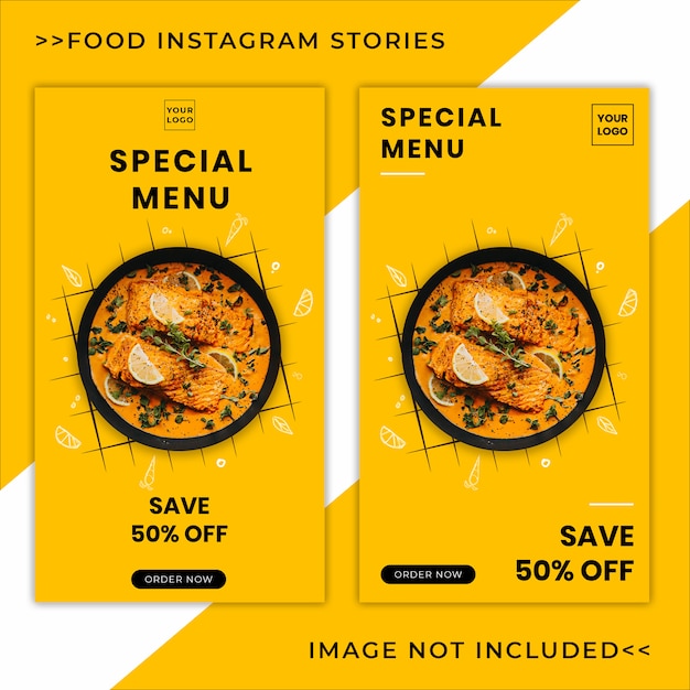 Modèle De Bannière D'histoires Instagram De Promotion De Menu Alimentaire