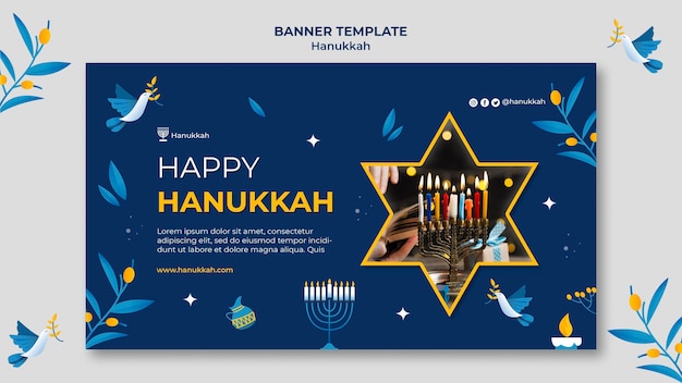 PSD modèle de bannière horizontale festive de hanoucca