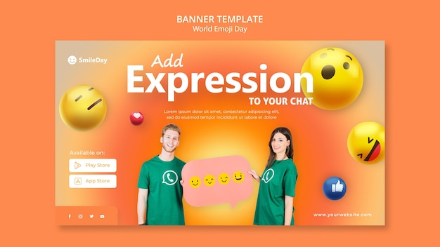 Modèle de bannière horizontale de jour Emoji