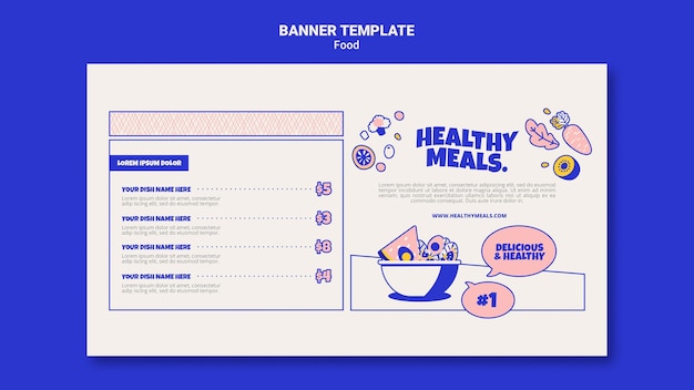 Modèle de bannière horizontale pour des repas sains