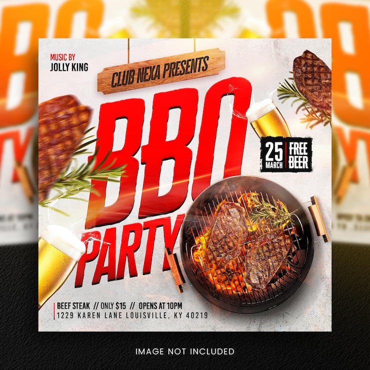 PSD modèle de bannière instagram de médias sociaux de flyer de fête de barbecue