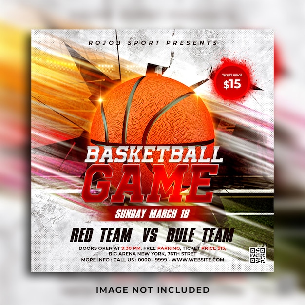 PSD modèle de bannière instagram de médias sociaux de tournoi de basket-ball