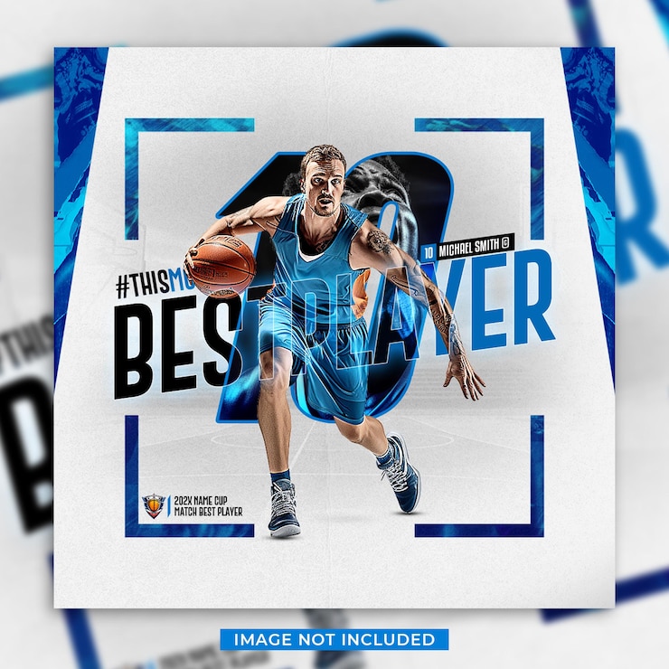 PSD modèle de bannière instagram pour le meilleur joueur de basket-ball et les médias sociaux