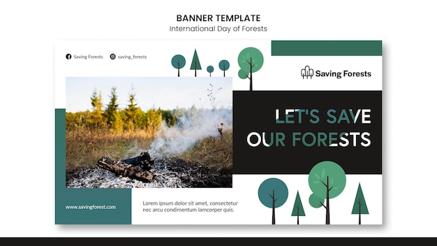 PSD modèle de bannière de la journée internationale des forêts