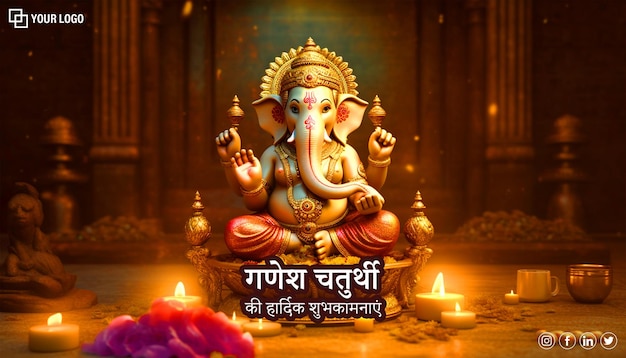 PSD modèle de bannière joyeux ganesh chaturthi