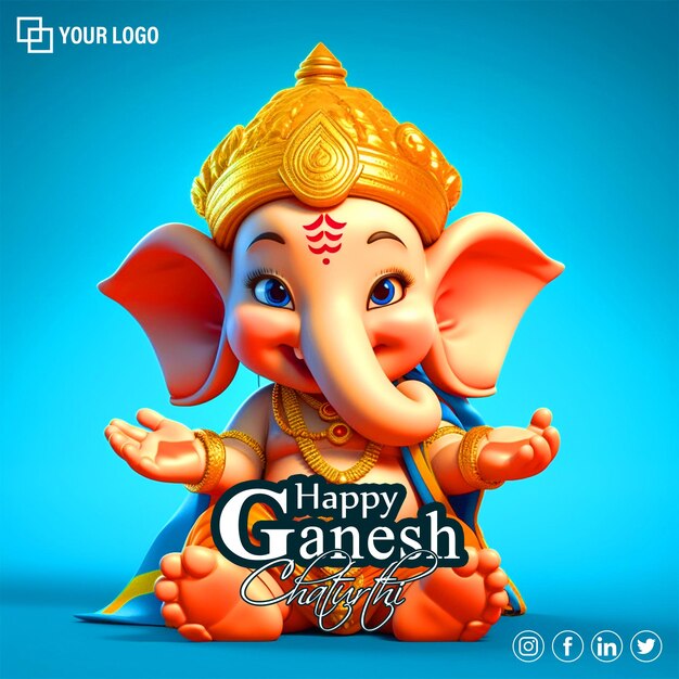 Modèle de bannière Joyeux Ganesh Chaturthi