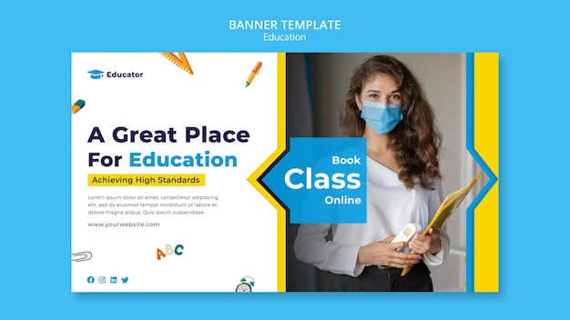 Modèle de bannière en ligne de classe de livre